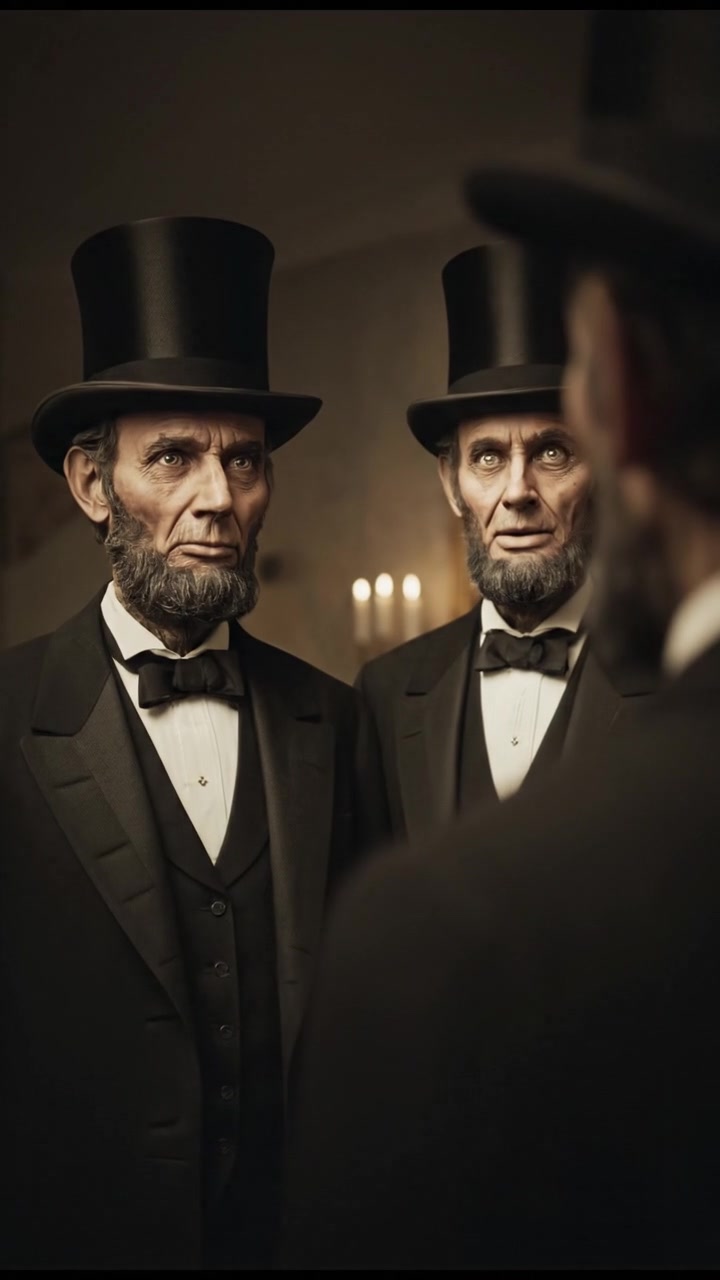 trapped in an old mirror reflection that doesn’t move the same way, unsettling expression