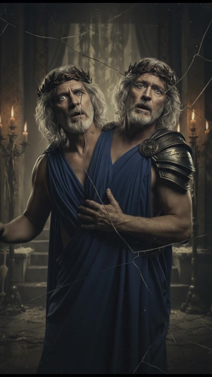 trapped in an old mirror reflection that doesn’t move the same way, unsettling expression