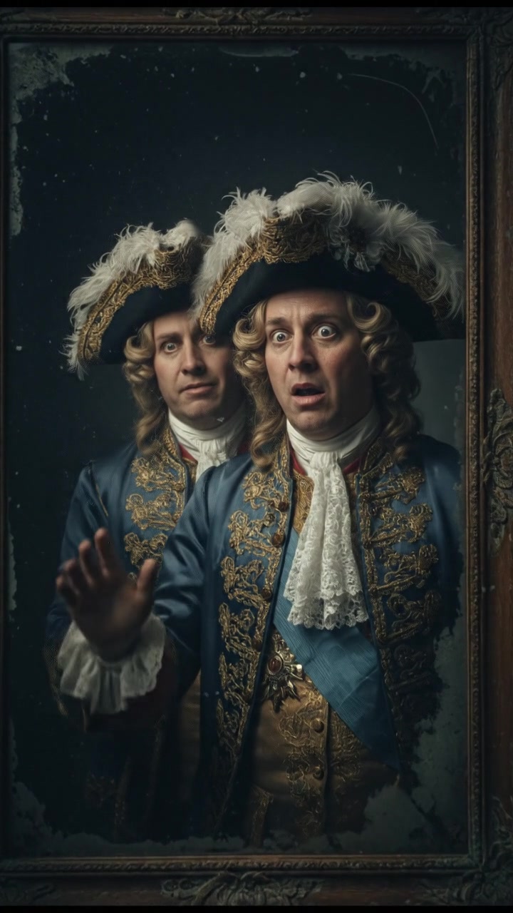 trapped in an old mirror reflection that doesn’t move the same way, unsettling expression