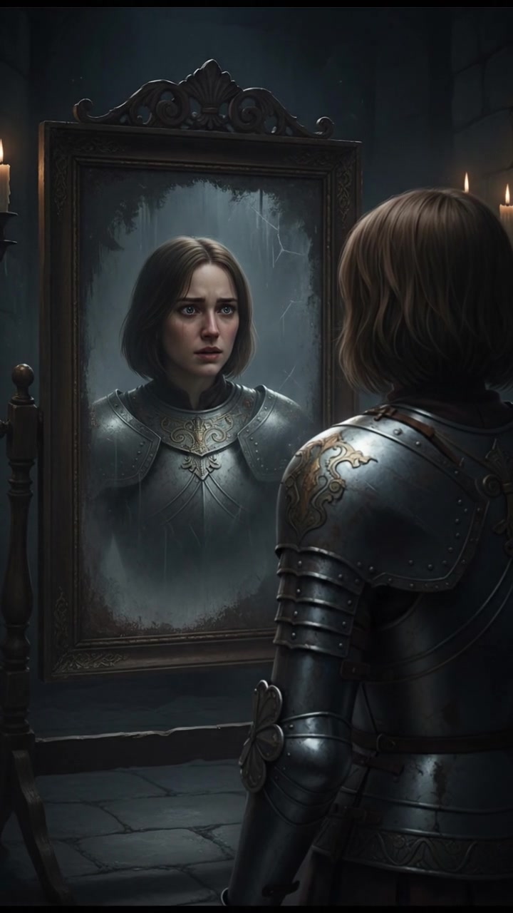 trapped in an old mirror reflection that doesn’t move the same way, unsettling expression