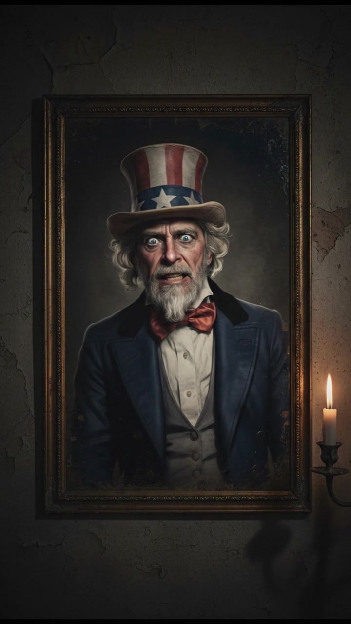 trapped in an old mirror reflection that doesn’t move the same way, unsettling expression