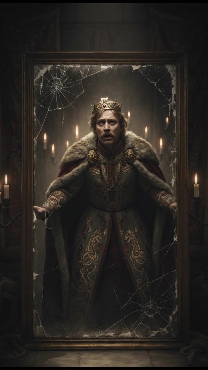 trapped in an old mirror reflection that doesn’t move the same way, unsettling expression