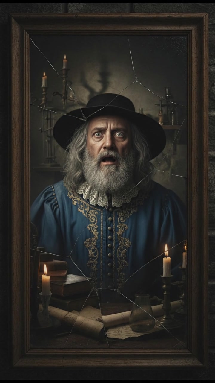 trapped in an old mirror reflection that doesn’t move the same way, unsettling expression