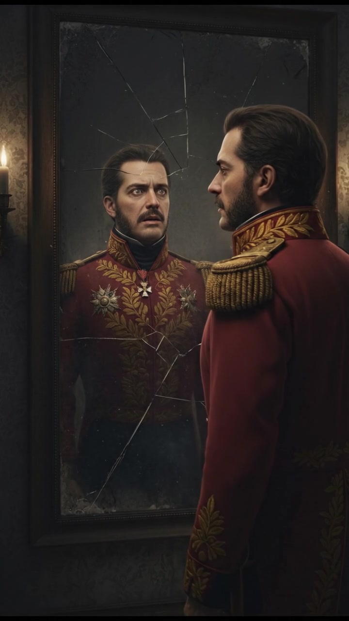 trapped in an old mirror reflection that doesn’t move the same way, unsettling expression