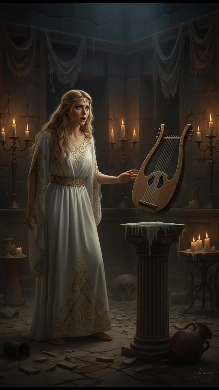 discovering a haunted object that begins to move on its own, eyes wide with shock