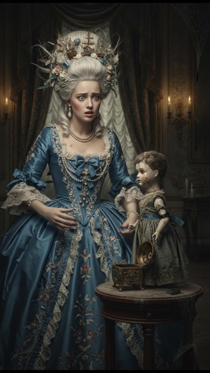 discovering a haunted object that begins to move on its own, eyes wide with shock