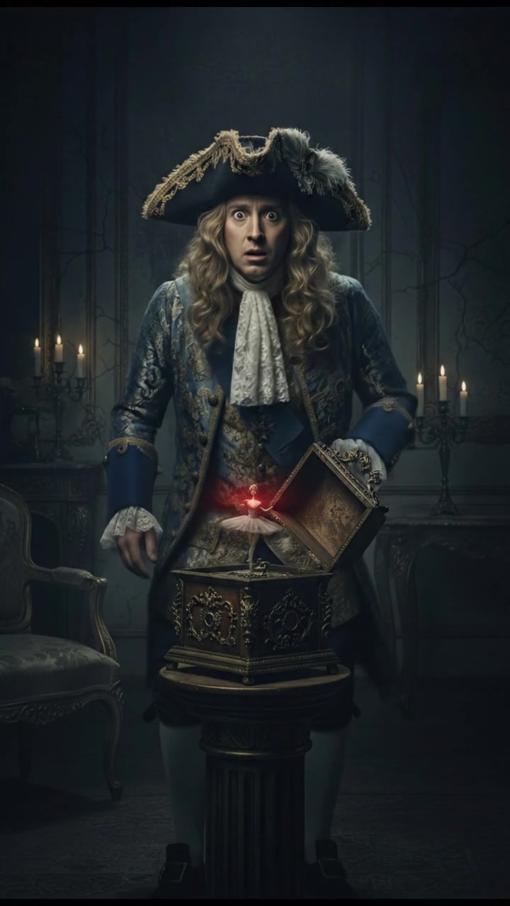 discovering a haunted object that begins to move on its own, eyes wide with shock