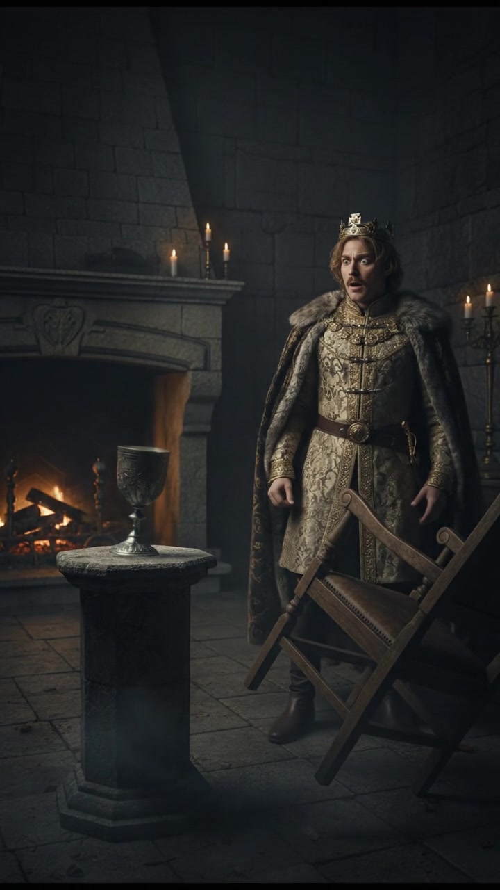 discovering a haunted object that begins to move on its own, eyes wide with shock