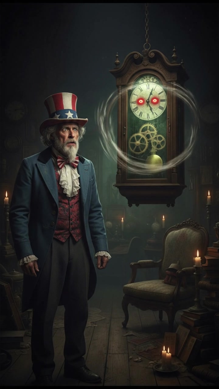 discovering a haunted object that begins to move on its own, eyes wide with shock