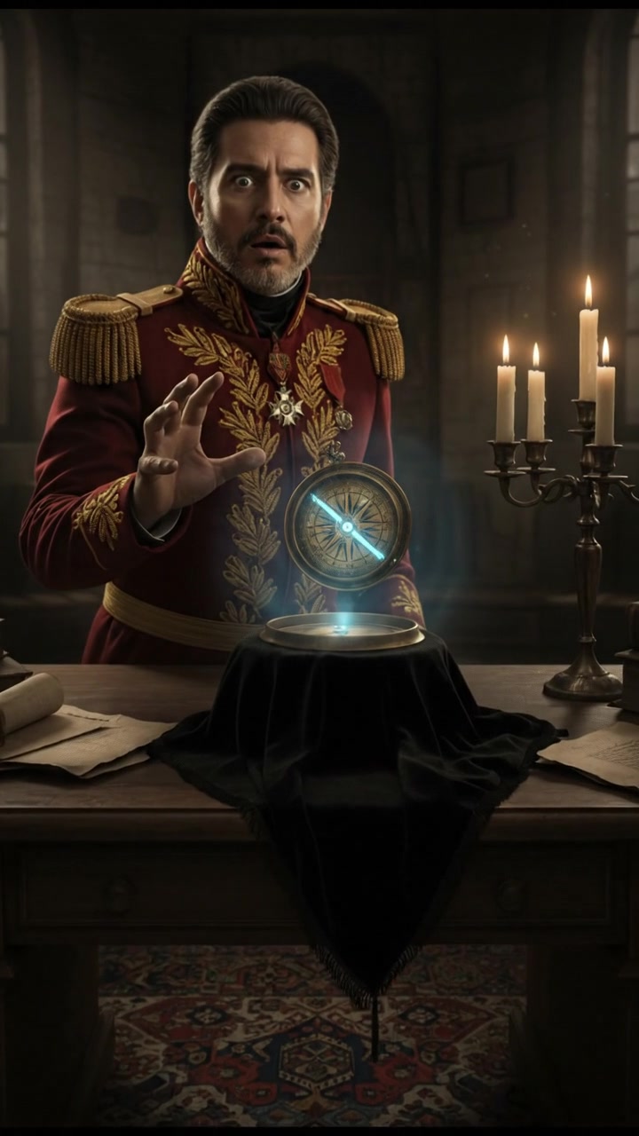 discovering a haunted object that begins to move on its own, eyes wide with shock