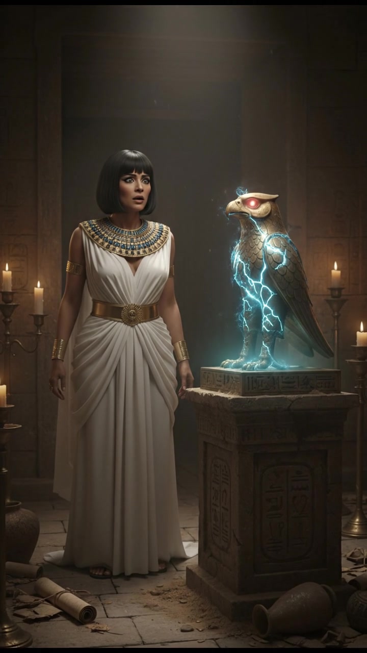 discovering a haunted object that begins to move on its own, eyes wide with shock