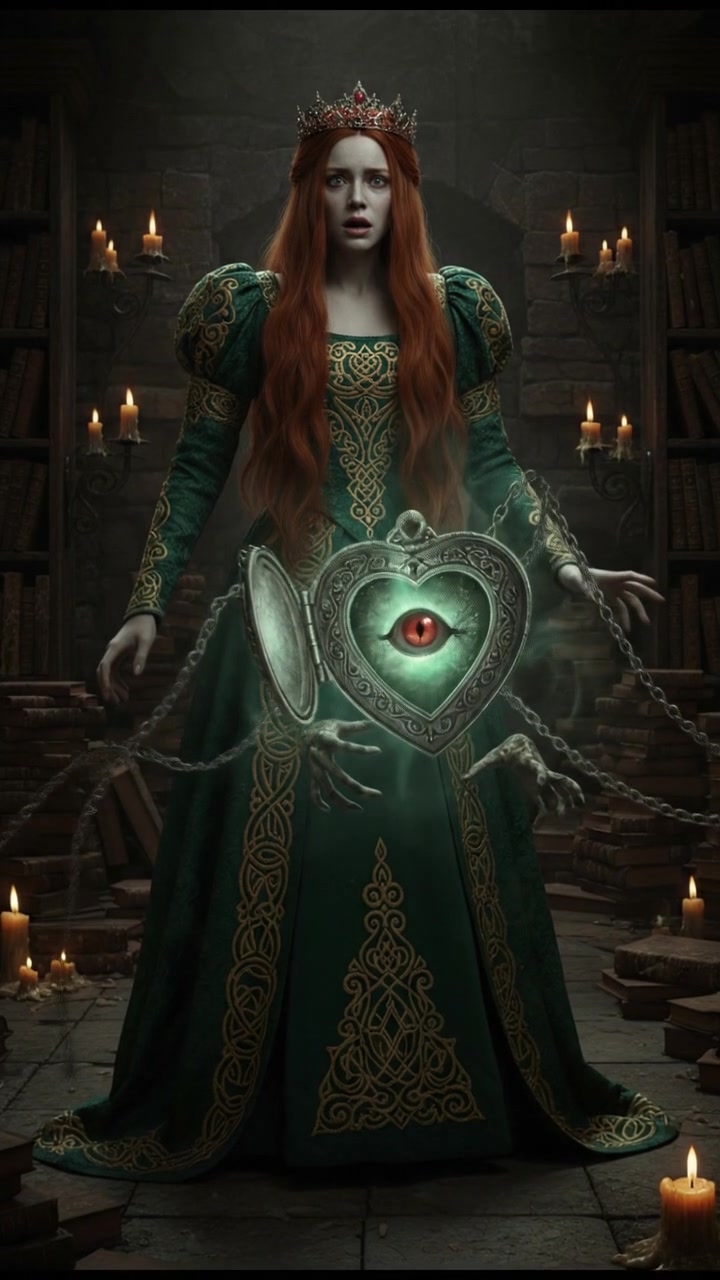 discovering a haunted object that begins to move on its own, eyes wide with shock