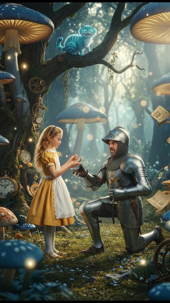 interacting with someone or something from another century, blending time periods. The scene takes place in a location that naturally fits the character’s historical era, mythology, or world, blending their iconic look with the action in a seamless, cinematic way.