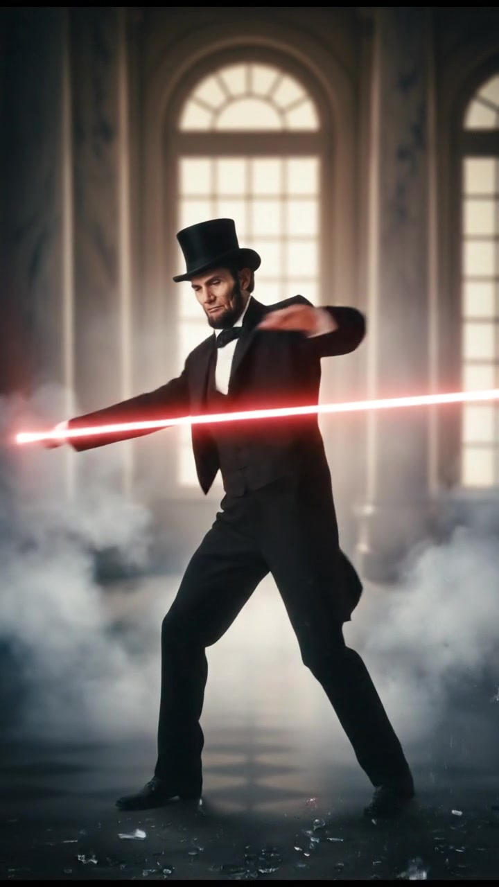 dodging bullets or lasers in slow motion, shattered glass and smoke effects