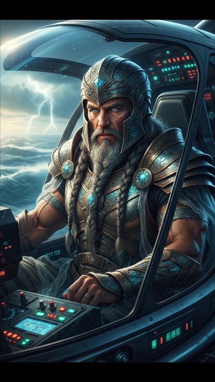 piloting a helicopter or jet, focused gaze, cockpit lights reflecting on face