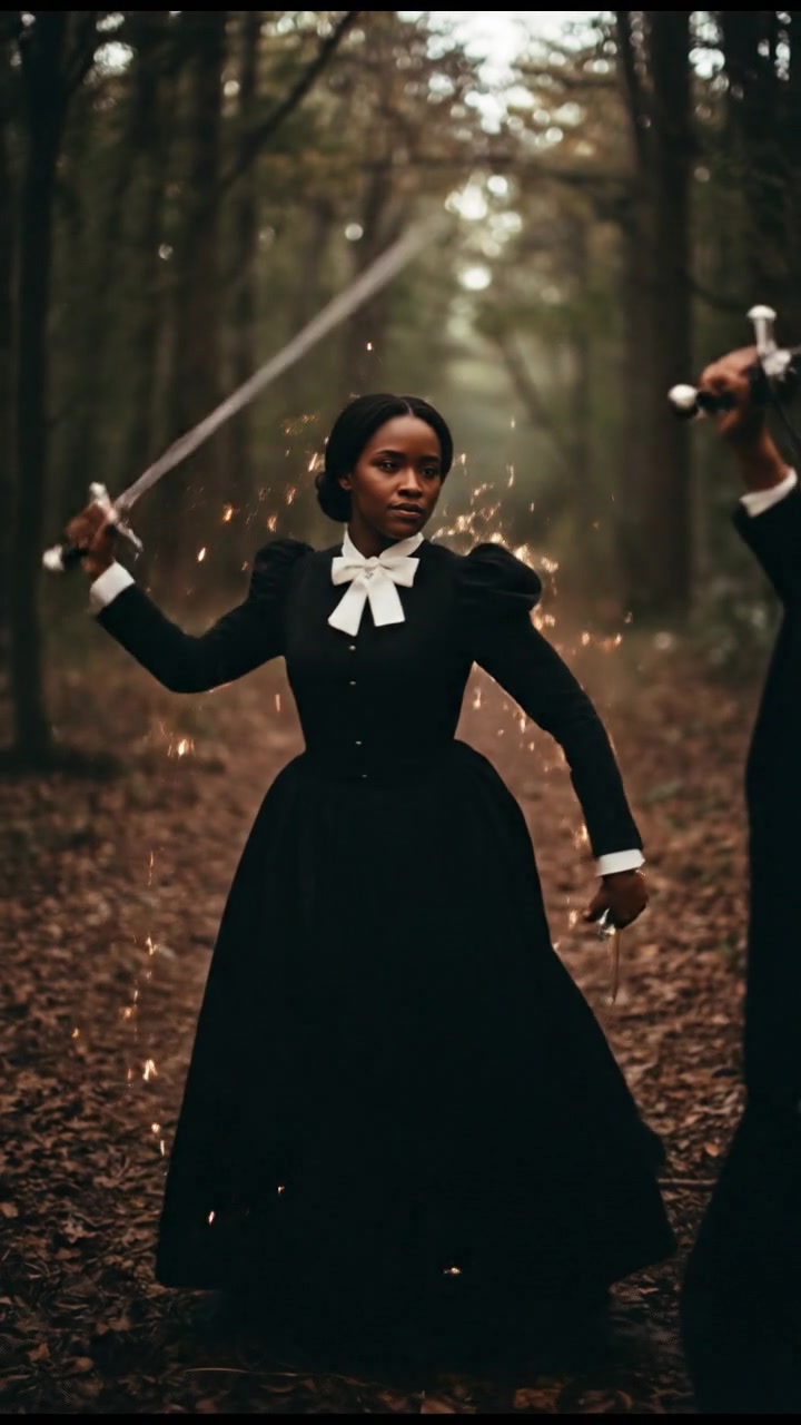 engaging in a sword or martial arts fight, sparks and motion trails in the air