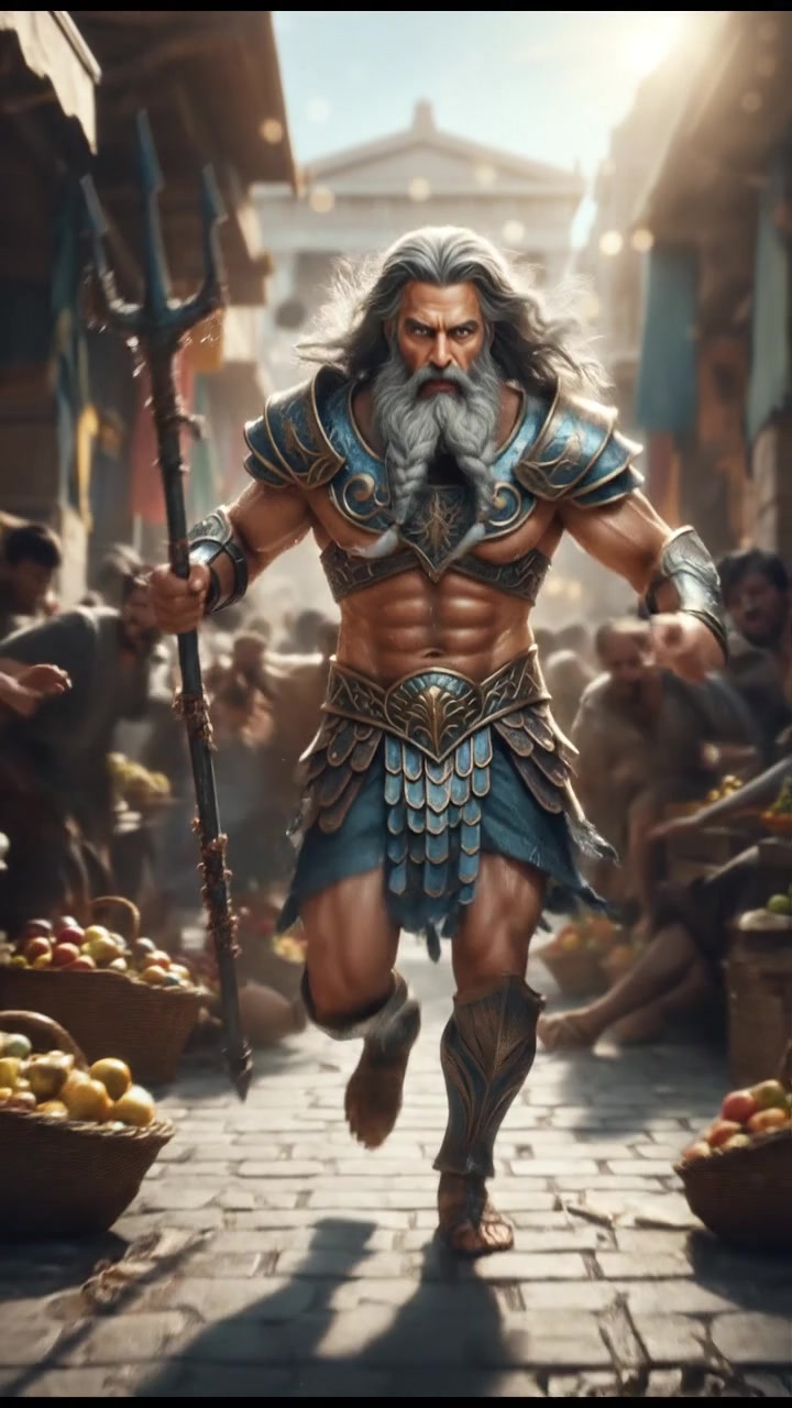 escaping through a crowded marketplace, intense pursuit scene with motion blur