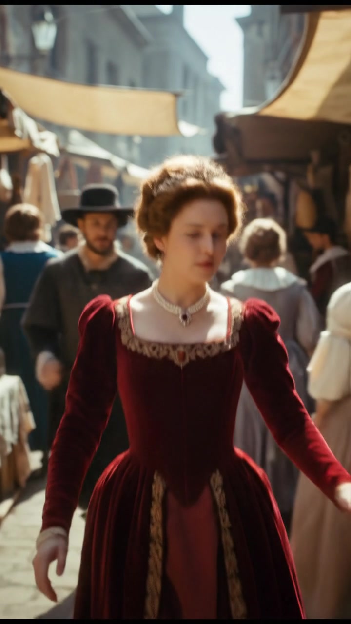 escaping through a crowded marketplace, intense pursuit scene with motion blur