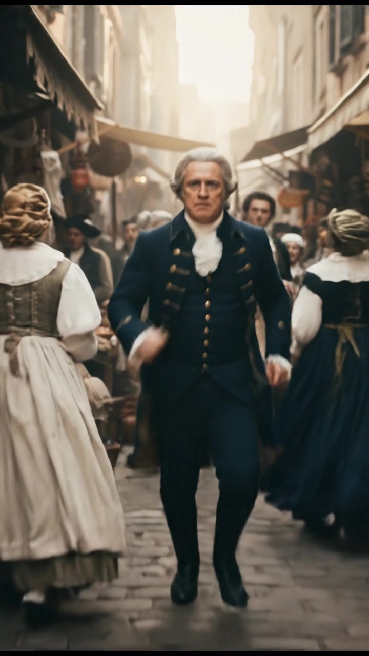 escaping through a crowded marketplace, intense pursuit scene with motion blur