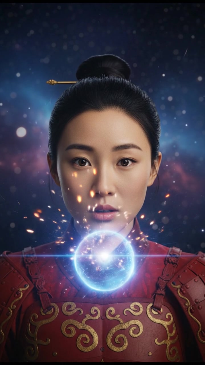 discovering a mysterious glowing object drifting in space, reflected in their wide eyes