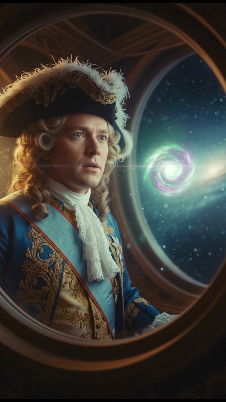 discovering a mysterious glowing object drifting in space, reflected in their wide eyes