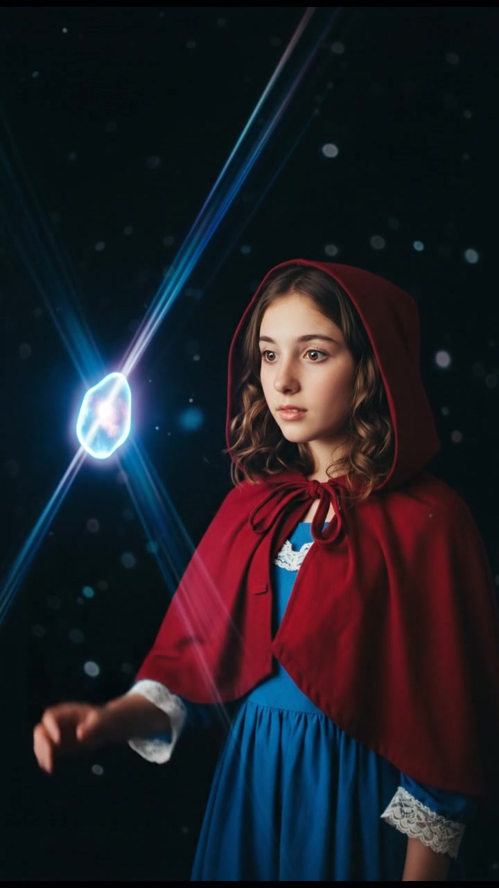 discovering a mysterious glowing object drifting in space, reflected in their wide eyes