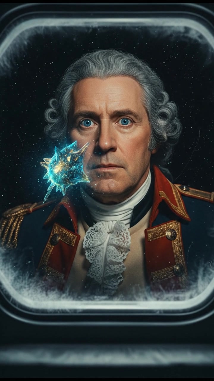 discovering a mysterious glowing object drifting in space, reflected in their wide eyes