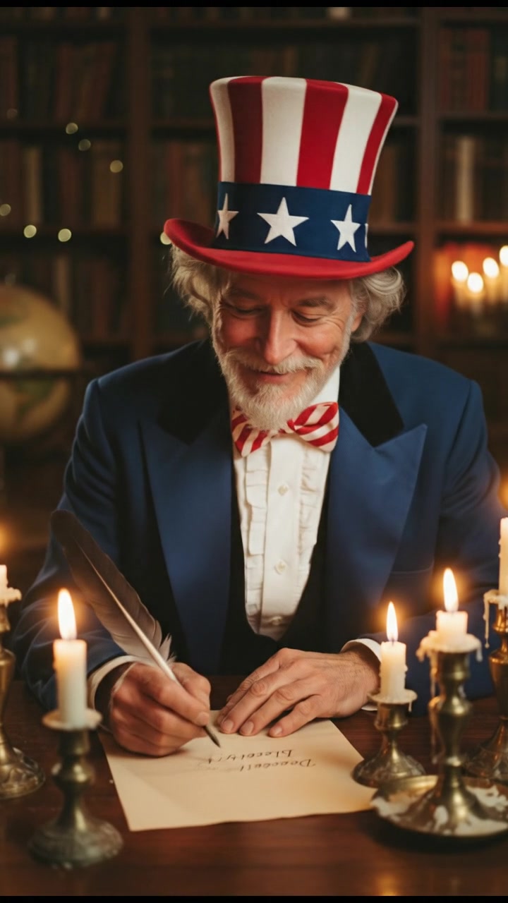 writing a love letter by candlelight, smiling, face illuminated by candlelight
