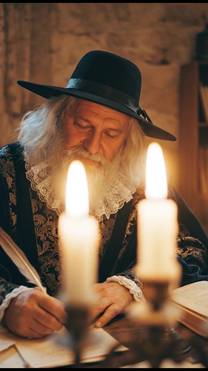 writing a love letter by candlelight, smiling, face illuminated by candlelight