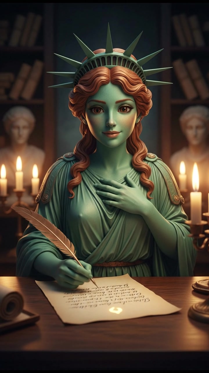 writing a love letter by candlelight, smiling, face illuminated by candlelight