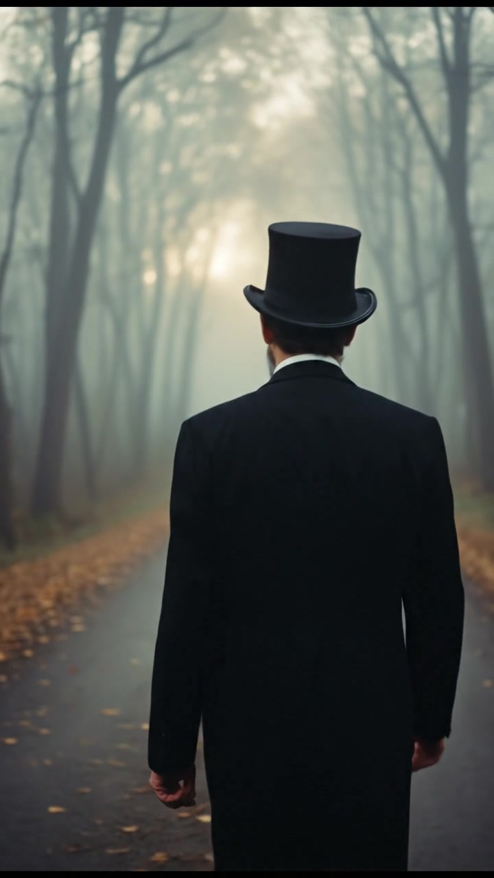 looking back over the shoulder, walking down a misty road, heartbreak in their eyes