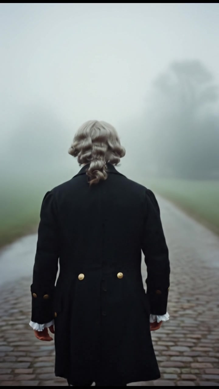 looking back over the shoulder, walking down a misty road, heartbreak in their eyes