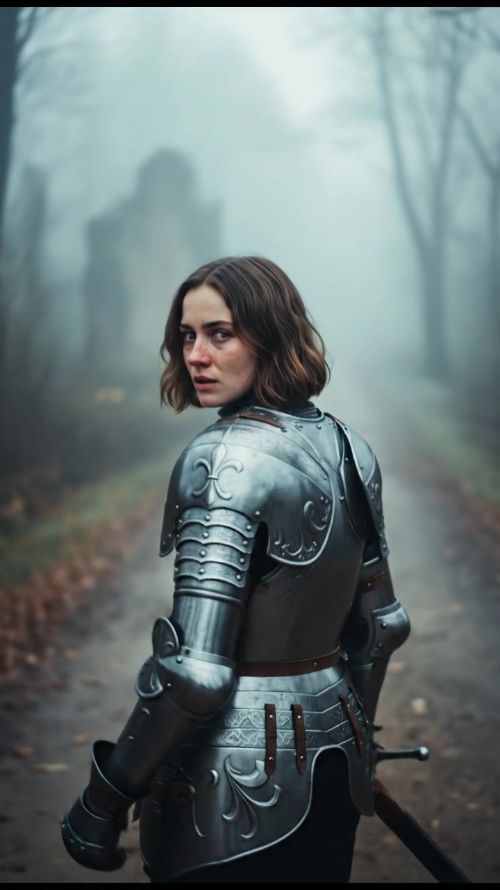 looking back over the shoulder, walking down a misty road, heartbreak in their eyes