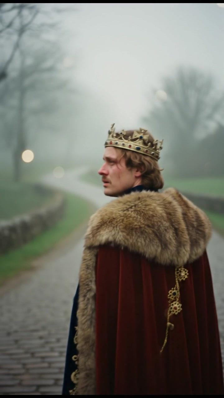 looking back over the shoulder, walking down a misty road, heartbreak in their eyes