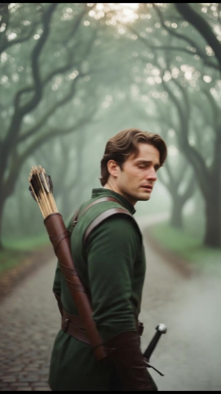 looking back over the shoulder, walking down a misty road, heartbreak in their eyes