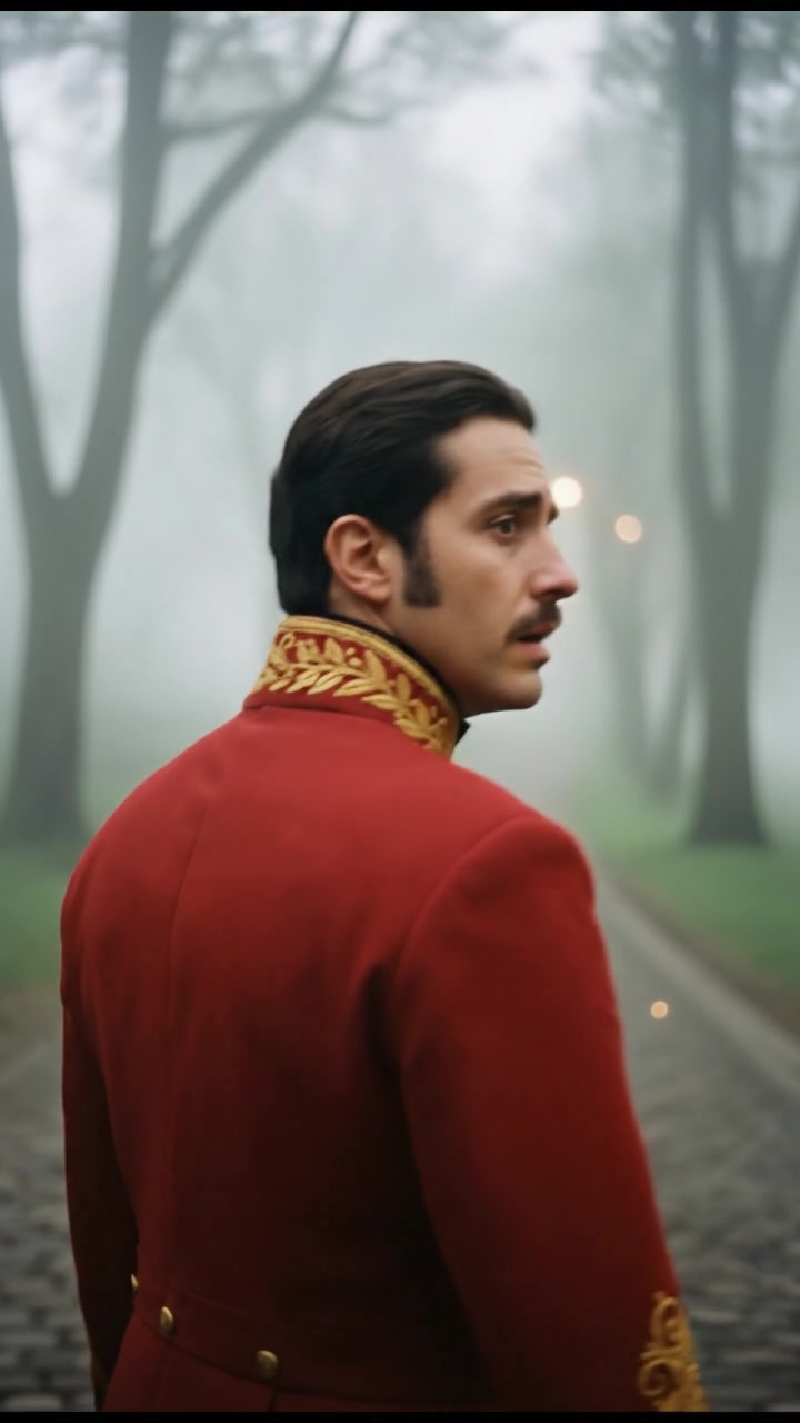 looking back over the shoulder, walking down a misty road, heartbreak in their eyes