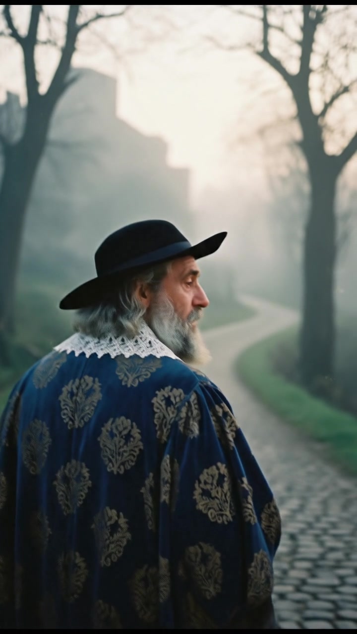 looking back over the shoulder, walking down a misty road, heartbreak in their eyes