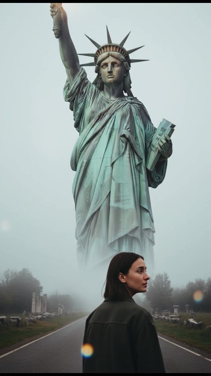 looking back over the shoulder, walking down a misty road, heartbreak in their eyes