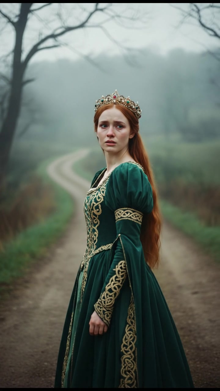 looking back over the shoulder, walking down a misty road, heartbreak in their eyes