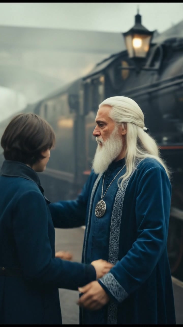 meeting at a train station before a painful goodbye, steam rising all around