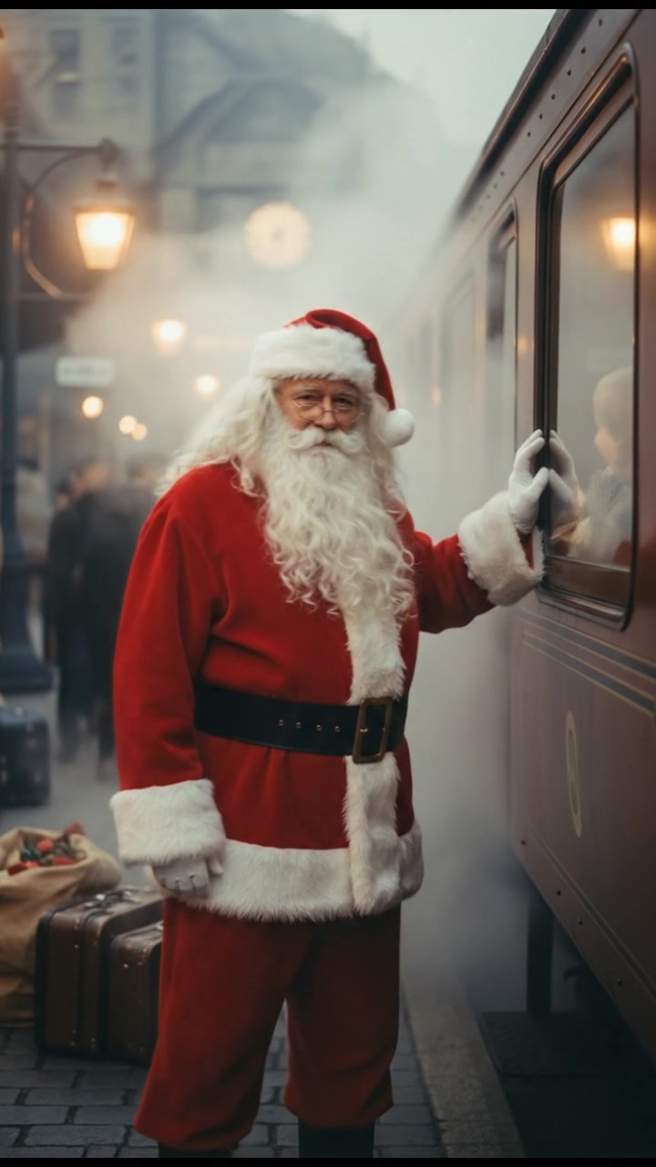 meeting at a train station before a painful goodbye, steam rising all around