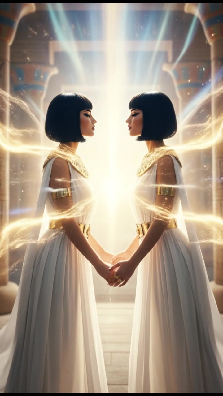 sharing a final kiss as magic or light begins to pull them apart