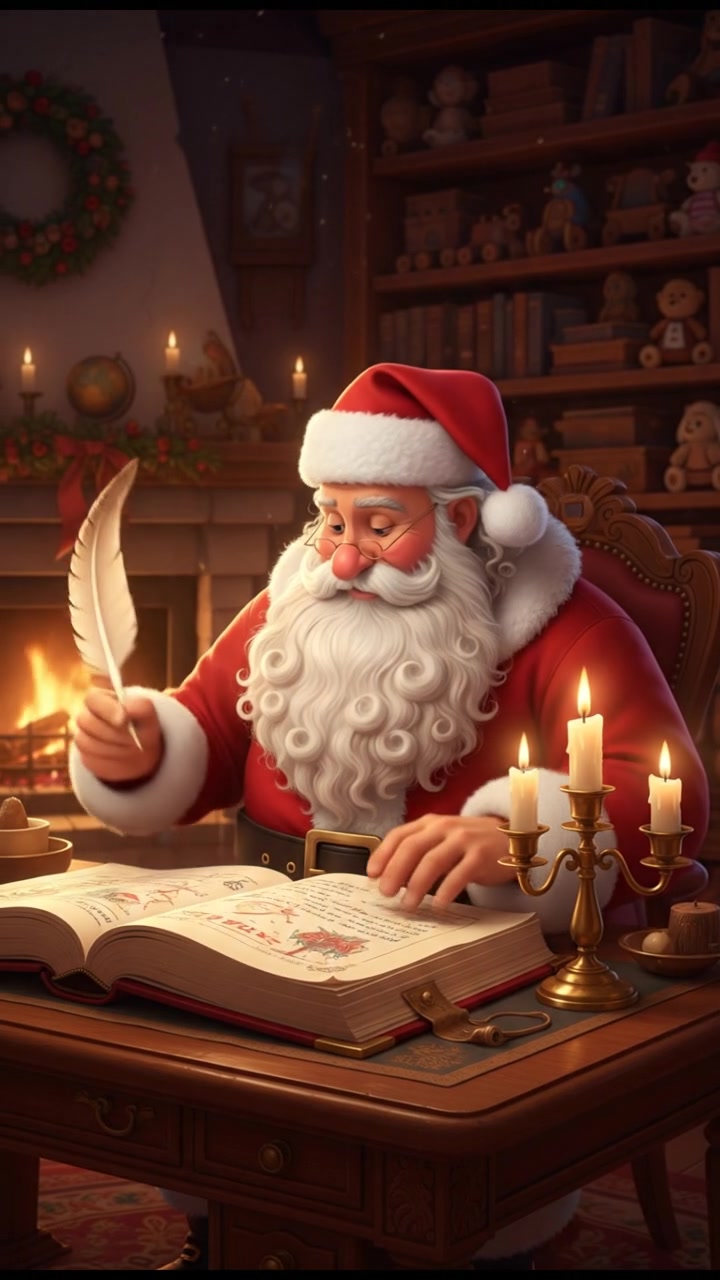 writing in his big red book by candlelight, thoughtful and gentle