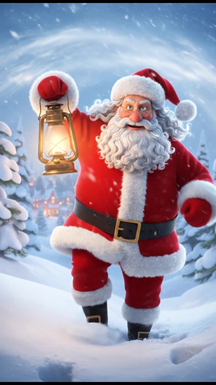 walking through a snowstorm with a lantern, determination on his face