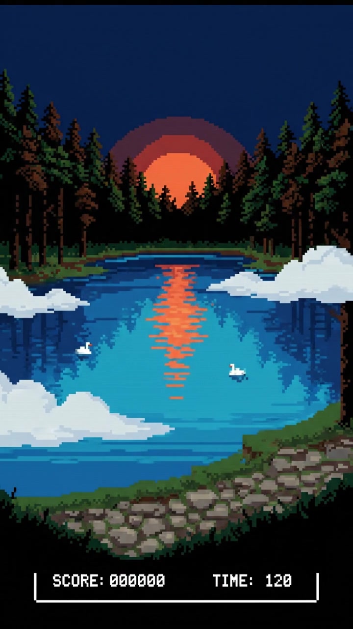 A landscape showing a calm lake surrounded by trees, a slight fog covering the water's surface.