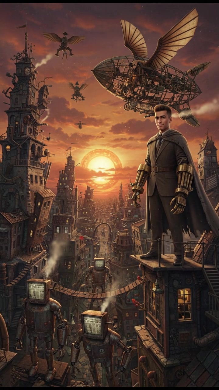 Amir looking confidently out at a sunset from a rooftop, symbolizing determination.