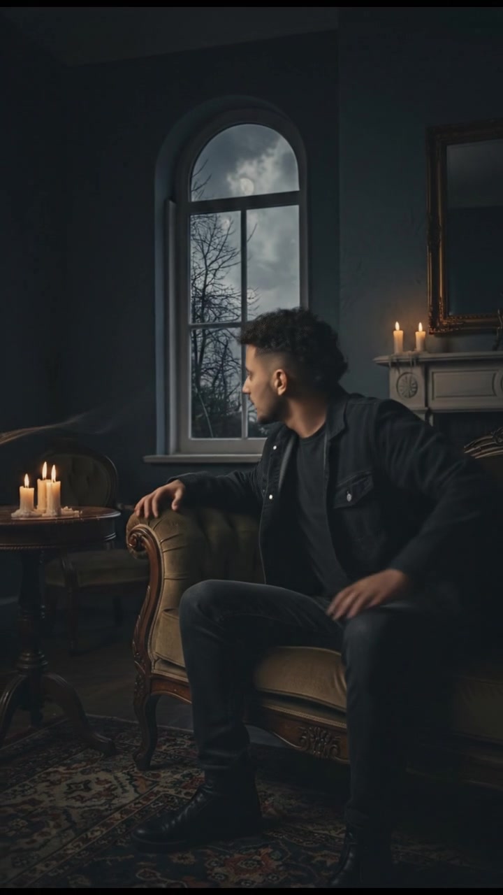 The Mateo sitting on a couch with the phone in hand, gazing thoughtfully out of a nearby window.