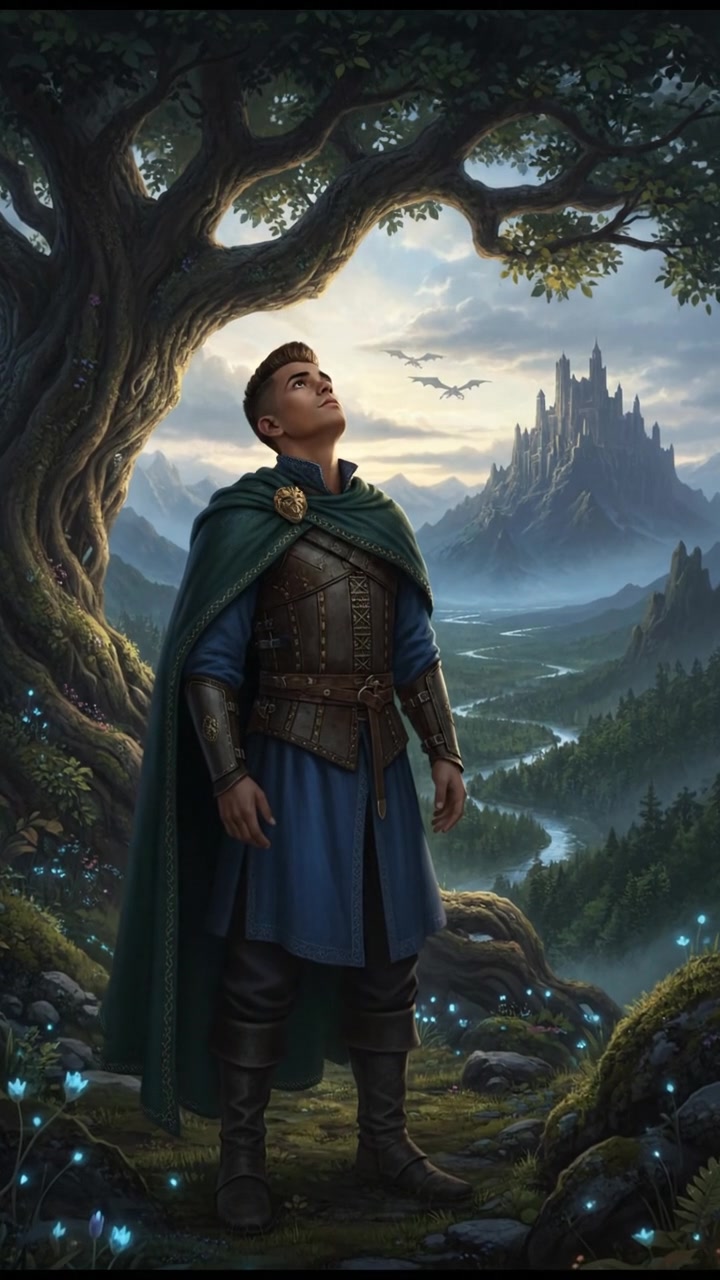 Amir standing under a tree, looking up at the sky with a longing expression.