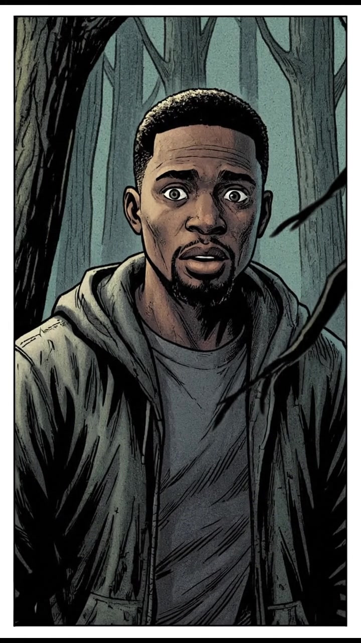 The Isaiah stands in the forest, looking around, with worried expression and a hint of confusion.