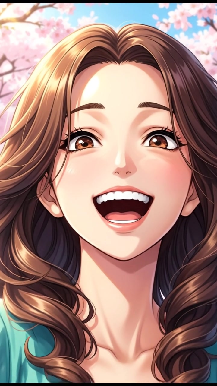 A close-up of Maya as she laughs, her loose curls framing her face.
